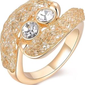 Fashion Rose Gold Mesh Crystal CZ Statement Ring